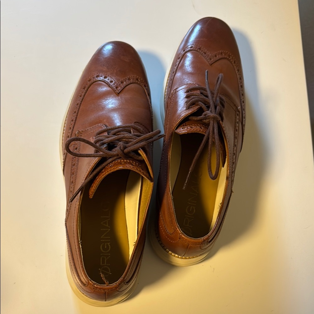 Men's ØriginalGrand Wingtip Oxfords Dress Shoes Cole Hann 11.5 Wide (worn twice) - Picture 2 of 12